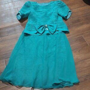 Vintage Michael Marcella 14 teal blue matching set skirt bow tulle